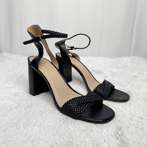 POUR LA VICTOIRE ANTHRO / Hazel black braided ankle strap heeled sandals / 10 - Picture 2 of 11
